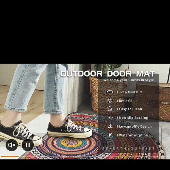 SALE! LARGER Ethnic Tribal Boho Half Circle/Moon Indoor/Outdoor/Accent/Area Rug - Picture 5 of 8